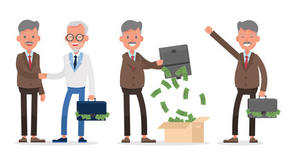 businessman character vector design. Presentation in various action with emotions, standing, walking and working. no10