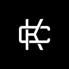 Initial letter C and K, CK, KC, overlapping interlock monogram logo, white color on black background