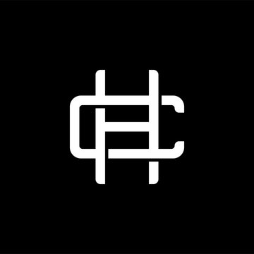 Initial letter C and H, CH, HC, overlapping interlock monogram logo, white color on black background