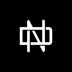 Initial letter D and N, DN, ND, overlapping interlock monogram logo, white color on black background
