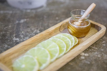 Lemon slice and honey jar
