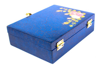 Blue wooden box White background
