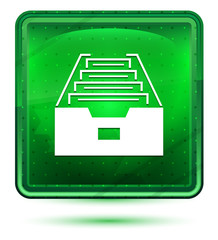 Folder archive cabinet icon neon light green square button