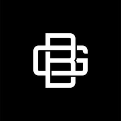 Initial letter G and B, GB, BG, overlapping interlock monogram logo, white color on black background