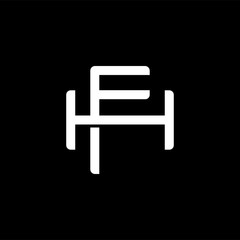 Initial letter H and F, HF, FH, overlapping interlock monogram logo, white color on black background