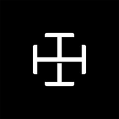 Initial letter H and I, HI, IH, overlapping interlock monogram logo, white color on black background