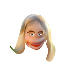 Blonde girl on white background