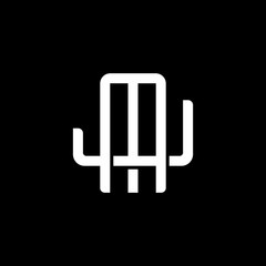 Initial letter J and M, JM, MJ, overlapping interlock monogram logo, white color on black background