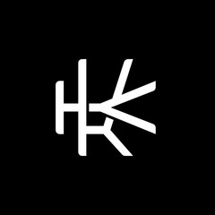 Initial letter K and K, KK, overlapping interlock monogram logo, white color on black background
