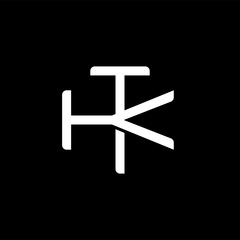 Initial letter K and T, KT, TK, overlapping interlock monogram logo, white color on black background