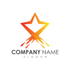 splash star logo, star launch logo design, star symbol with motion shape