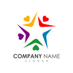 star people logo design, people community with star shape creative logo design