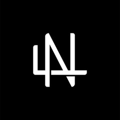 Initial letter L and N, LN, NL, overlapping interlock monogram logo, white color on black background