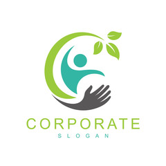 health logo template, healthy people logo design