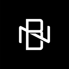 Initial letter N and B, NB, BN, overlapping interlock monogram logo, white color on black background © ariefpro