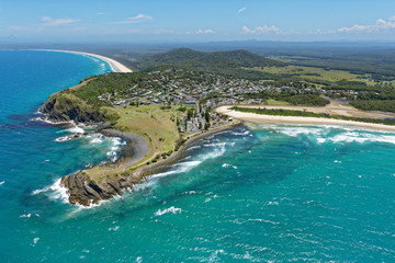 Fototapeta na wymiar Aerial view over Crescent Head and surrounds on the Mid North Coast of New South Wales, Australia