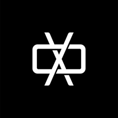 Initial letter O and X, OX, XO, overlapping interlock monogram logo, white color on black background