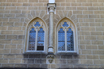 Obraz premium Windows on Schwarzenberg tomb near Svět pond and Třeboň city, South Bohemia, Czech republic