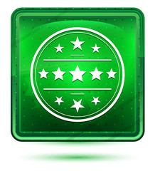 Premium badge icon neon light green square button