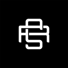 Initial letter R and S, RS, SR, overlapping interlock monogram logo, white color on black background