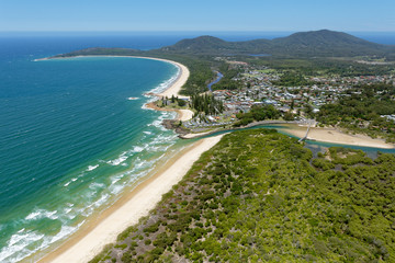 Aerial view over South West Rocks and surrounds on the Mid North Coast of New South Wales, Australia