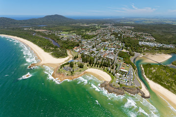 Aerial view over South West Rocks and surrounds on the Mid North Coast of New South Wales, Australia