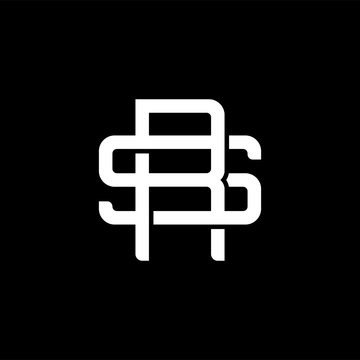 Initial letter S and R, SR, RS, overlapping interlock monogram logo, white color on black background