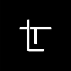 Initial letter T and L, TL, LT, overlapping interlock monogram logo, white color on black background