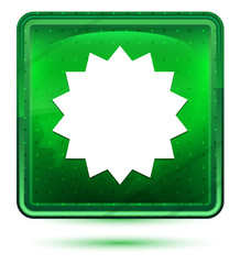 Star badge icon neon light green square button