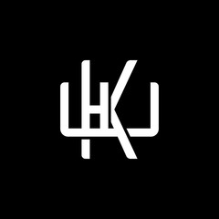 Obraz premium Initial letter W and K, WK, KW, overlapping interlock monogram logo, white color on black background