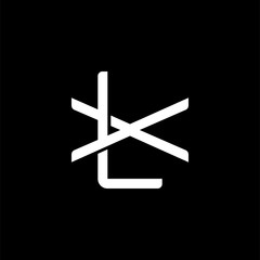 Initial letter X and L, XL, LX, overlapping interlock monogram logo, white color on black background