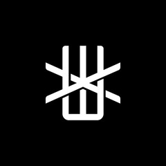 Initial letter X and W, XW, WX, overlapping interlock monogram logo, white color on black background