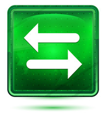 Transfer arrow icon neon light green square button