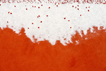 The white dust on red surface of the treadmill