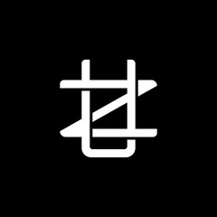 Initial letter Z and U, ZU, UZ, overlapping interlock monogram logo, white color on black background
