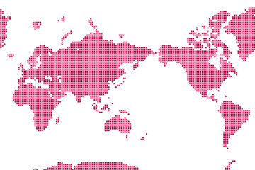 A world map composed of dots.  ドットで構成された世界地図
