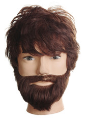 Male mannequin with a beard and long hair. Hairdressing