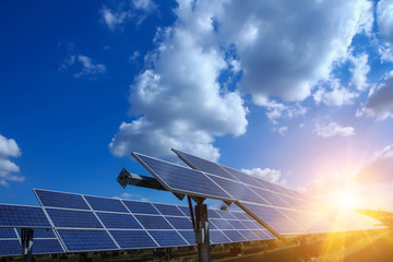 Solar panel, alternative electricity source - concept of sustainable resources, And this is a new system that can generate electricity more than the original, This's the sun tracking systems