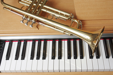 Trumpet and Piano Keyboard