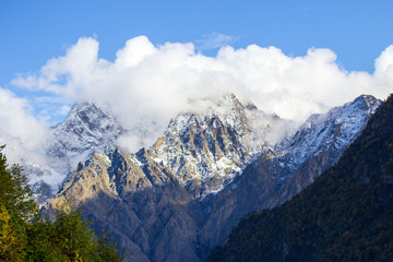 mountains, rocks, clouds, autumn, North Ossetia