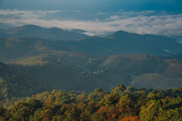 Small village on the mountain. Location: Pui Kho mountain in Northern Thailand