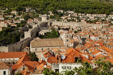 Fototapeta na wymiar Dubrovnik, Dalmatia, Croatia - Old town of Dubrovnik, view from the fortress wall 
