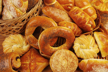 Sweet pastry on wooden table