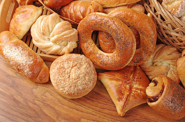 Sweet pastry on wooden table