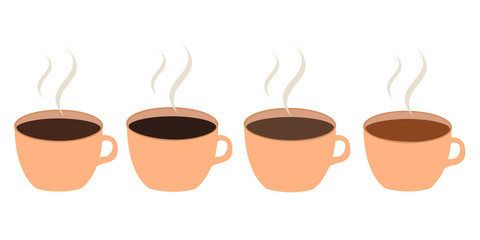 Four cups of coffee with varying amounts of cream