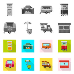 Vector illustration of market and exterior sign. Collection of market and food stock symbol for web.