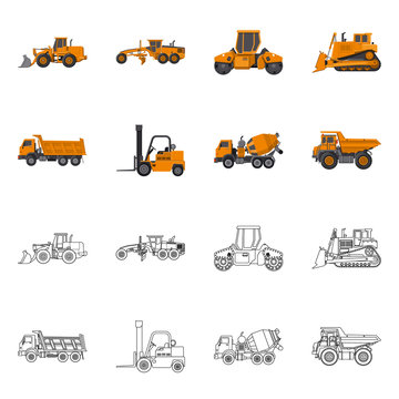 Isolated object of build and construction icon. Collection of build and machinery stock symbol for web.