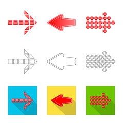 Isolated object of element and arrow sign. Set of element and direction vector icon for stock.