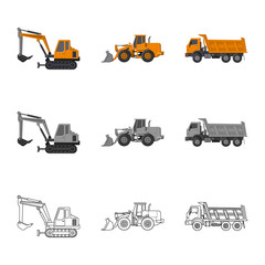 Vector design of build and construction logo. Collection of build and machinery stock vector illustration.