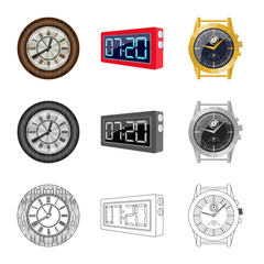 Isolated object of clock and time icon. Collection of clock and circle vector icon for stock.
